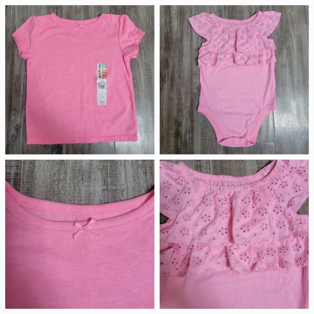 Pink Baby Ruffle Onesie and T-Shirt Set